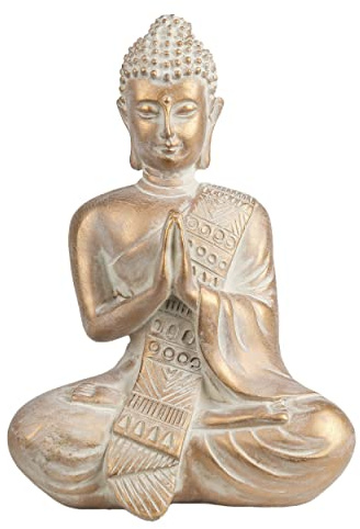 TERESA'S Collections Betende Buddha-Statue, meditierender Buddha, ruhige dekorative Figur für Zuhause, Büro, Schreibtisch, spirituelles Wohnzimmer, Outdoor, Dekoration, Yoga Zen Dekor (16.3 cm)