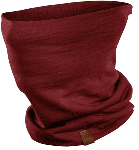 menique Schlauchschal – 100% Merino Wolle Loop Schal Damen, Atmungsaktives Multifunktionstuch und Halswärmer, Winter Halstuch Damen für Motorrad, Arbeit, Laufen, Ski-Maske (Königskirsche Rot)