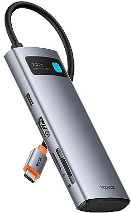 Baseus USB C Hub 7 in 1 Adapter mit 4K@60Hz HDMI, 100W PD, 3 A 3.0 5Gbps, SD/TF Kartenleser, Docking Station für iPhone 15, Laptop MacBook/Surface Pro/iPad/Steam Deck/Rog Ally/Samsung