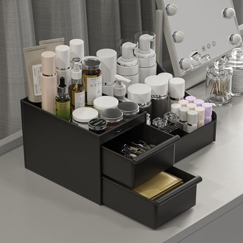 DancesCat Kosmetikorganizer mit Schubladen,Große Makeup Organizer | Aufbewahrung Kosmetikbox für Waschtische,Schminktisch Organizer Box für Schlafzimmer,Badezimmer,Größer Schmink Organizer