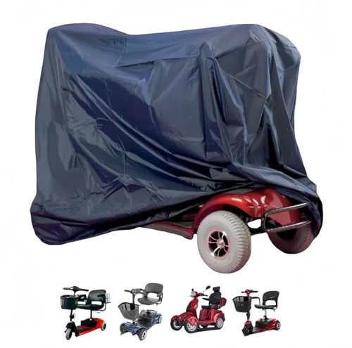 Fonakei Elektromobil Abdeckplane, Wasserdicht & UV-beständig, Leicht Elektromobil Abdeckhauben Ideale Mobilitätsroller-Abdeckung für 3- und 4-Rad-Roller, Marineblau (122x65x97cm)