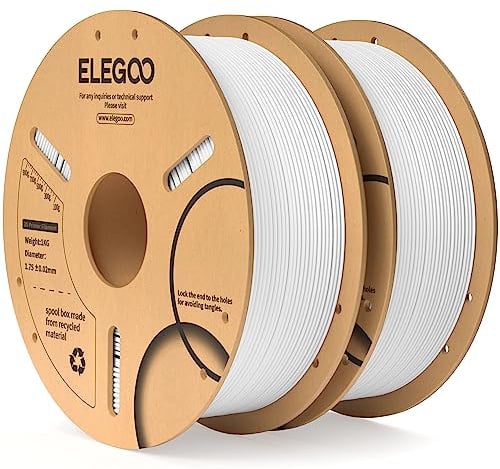 ELEGOO PLA Filament 1.75mm Weiß 2KG, 3D Drucker Filament Maßgenauigkeit +/- 0,02 mm, 1kg Pappspule (2.2lbs) Filament-3D-Druckmaterialien Passt für die Meisten 3D Printer