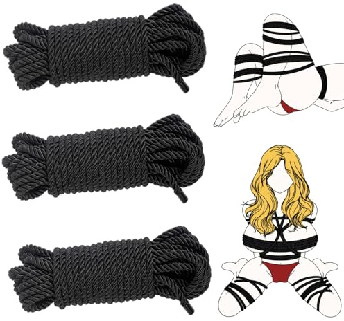 Bondageseil BDSM Fesselseil SM Sexspielzeug bondageset fessel für Paare Anfänger Männer und Frau 3x10m(schwarz)