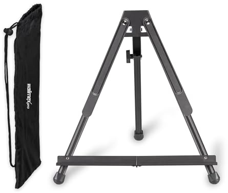 Walimex pro klappbare Tischstaffelei, stabile Staffelei aus Aluminium, Malerstaffelei für Leinwände bis 40 x 60 cm, Leinwandständer mit praktischer Tragetasche