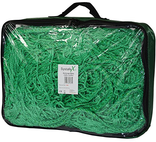 Systafex Anhängernetz Ladungssicherungsnetz Transportnetz 3m x 4m Grün Nylon, Baumwolle Seil Anhänger
