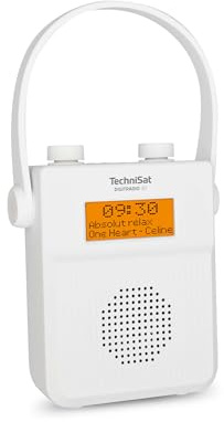 TechniSat DIGITRADIO 30 - wasserdichtes DAB+ Duschradio (UKW, DAB Digitalradio, integrierter Akku, Bluetooth, wasserdicht nach IPX5, Wecker, Favoritenspeicher, Kopfhörer-Anschluss) weiß
