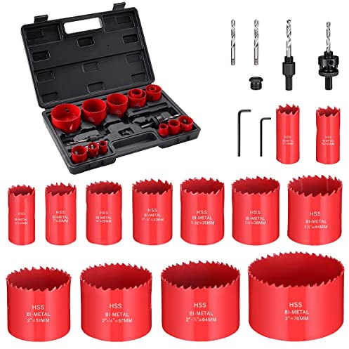 Ecotown 23-teiliges M42 Bi-Metall Lochsägen-Set – Universelles Set mit 13 Größen (19–76 mm), perfekt für Weichmetall, Holz, PVC- und Kunststoffplatten