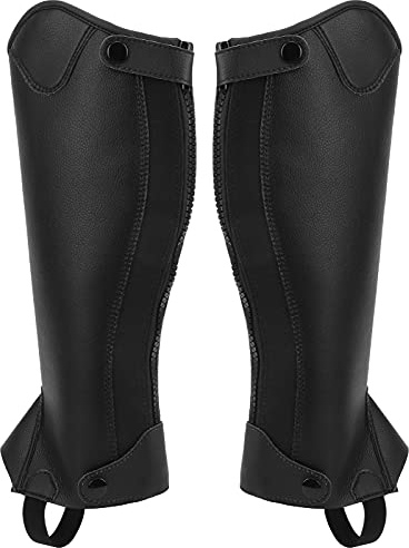 equlup Half Chap für Kinder, 1 Paar Reitgamaschen aus PU-Leder mit Reißverschluss, Half Chap-Ausrüstung, Unisex, Reitschutzausrüstung für Kinder, Jungen und Mädchen (CS)