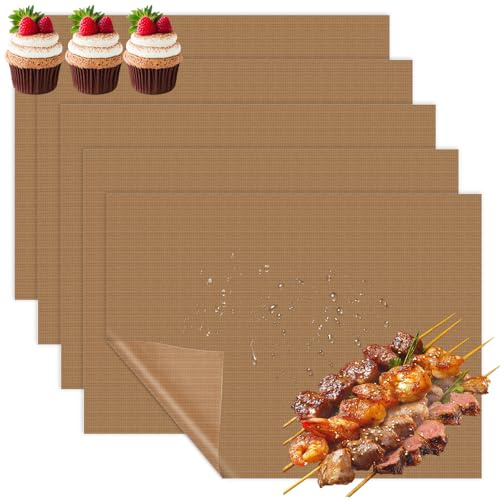 Staranry 5 Stück Dauerbackfolie für Backblech, 40 x 30cm Backpapier Wiederverwendbar, Backfolie Wiederverwendbar, Hitzebeständig Bis 260°C, für Backofen Und Grill, Backen, Frittieren Und Dämpfen