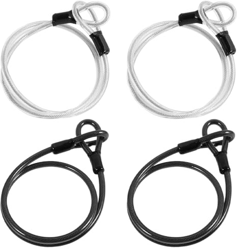 Schlaufenkabel 4 Stück Stahlseil mit Ösen 1m x 3mm Edelstahl Sicherheitskabel Sicherheit (Schwarz, Silber)