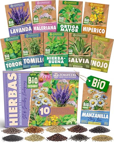 ZenGreens® - Bio Heil- und Teekräutersamen im 10er Set - 10 Heil- und Tee Kräuter Samen für den einfachen Anbau im Garten, Balkon oder Hochbeet - Pflanzensamen - Saatgut