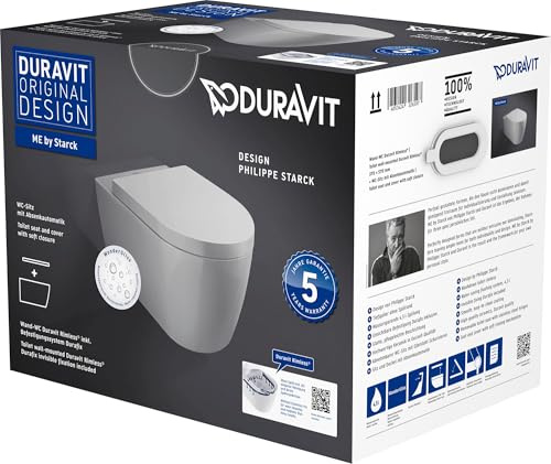 Duravit Wand-WC Set ME by Starck ohne Spülrand, Weiß Tiefspüler, und Sitz Absenk, 45290900A11