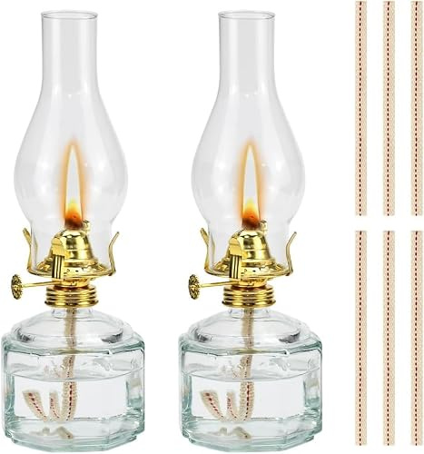 AFASOES 2er Set Petroleumlampe Outdoor 28,5 cm Mit 6 Dochten | Glas- Und Metallgehäuse, Für Garten, Camping, Terrasse Und Stromausfall, Geeignet Für Petroleum Und Lampenöl