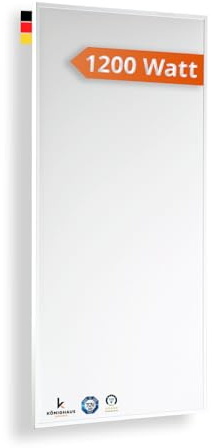 Könighaus Infrarotheizung - 1200 Watt + 5 Jahre Herstellergarantie ✓ Doppelter Überhitzungsschutz ✓ Für Wandmontage ✓