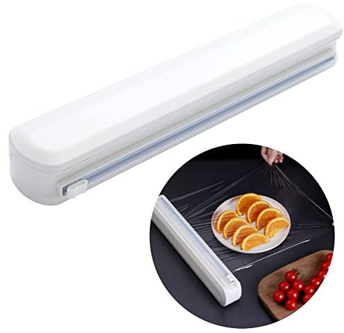 Alufolienabroller Folienschneidert Frischhaltefolienspender Abroller Folienspender Frischhaltefolienschneider für Alufolie Frischhaltefolie Glattes Abtrennen Anwendbare Breiten weniger als 32 cm,Weiß
