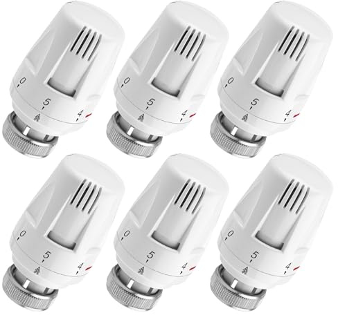 BYZESTY Heizungsthermostat Heizkörperthermostat Thermostatkopf Heizungsregler: 6 Stück Heizkörperventil M30x1,5, Heizung Thermostatkopf, Thermostatventil Heizkörper Ersatzkopf für Zuhause Büro