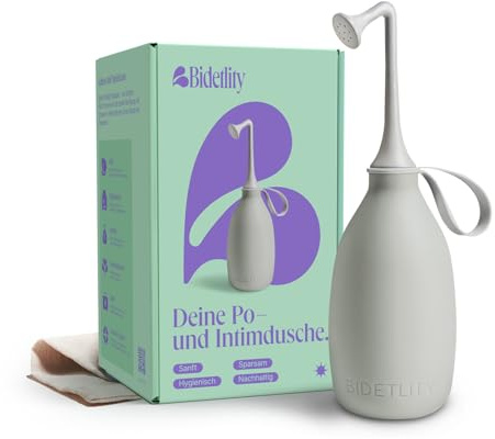 Bidetlity Podusche & Intimdusche 3.0 – Ersetzt Feuchttücher & Toilettenpapier, Neuer Duschkopf, Tragbares Reisebidet mit Tasche, BPA-frei