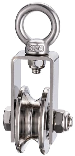 KCNOFNC 40mm Umlenkrolle mit 2 Kugellager, Edelstahl Fitness flaschenzug，Umlenkrollen für 8mm Seile Stahlseil, Tragkraft 200kg 1 Stück