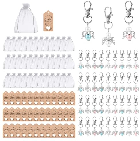 Schutzengel Anhänger- 36 Stück Kleine Engelanhänger Schutzengel + Organzatasche + Papierkarten - Perfekt für Hochzeitsgeschenke, Geburtstage oder Gastgeschenke