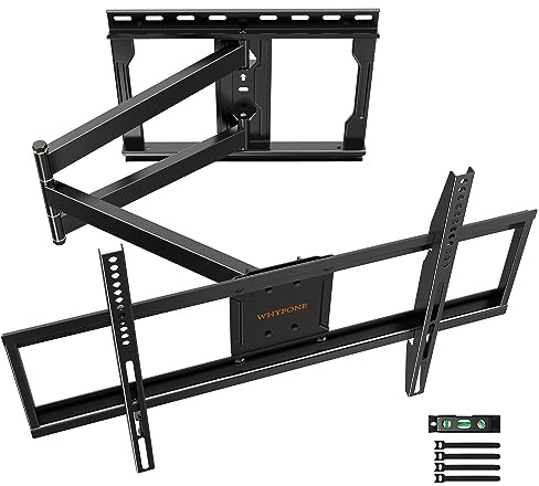 WHYFONE TV Wandhalterung Schwenkbar für 32-75 Zoll Fernseher | Fernseher Wandhalter Neigbar Vollbewegung TV Halter mit 838mm Langem Gelenkarm für Flach & Curved TV bis 45kg, VESA 600x400mm