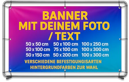 Banner Personalisierbar mit Foto/Logo/Text Geburtstagsbanner Innen- und Außenbereich Groß XXL Festivalveranstaltung Flagge Format