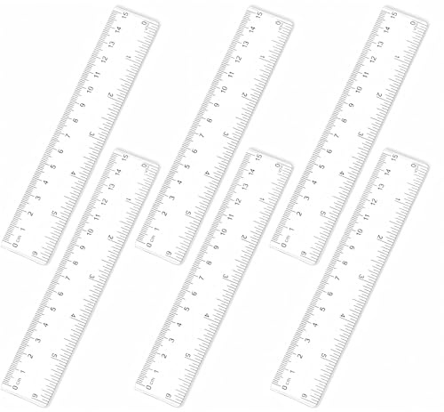 GAUATO 6 Stück Lineal 15cm, Kunststoff Transparent Kleines Ruler mit Zoll und Zentimeter Skalen, Durchsichtig Flexibel Präzision Lineal Grundschule Messwerkzeuge für Schule Büro Zuhause