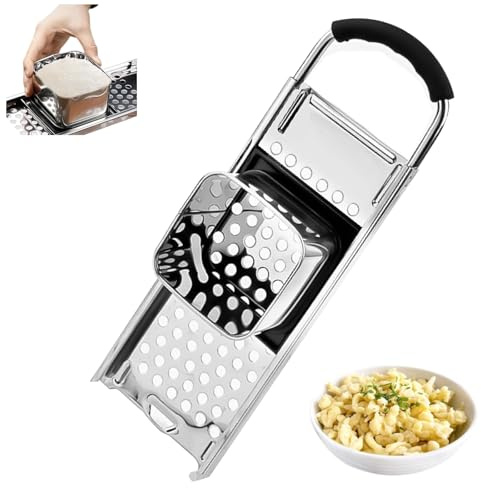 32.5 x 11cm Edelstahl Spätzlehobel mit Teigschlitten & Gummigriff, Spätzlepresse für Spätzle und Knöpfle, Spätzlesieb mit Spätzleschaber, Selbstgemachte Spätzlebrett, Spülmaschinenfest Spätzlereibe