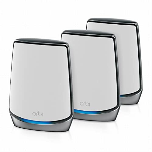 NETGEAR Orbi WiFi 6 Mesh WLAN System (RBK853) | Triband Mesh, Router mit 2X Satelliten | WLAN-Abdeckung bis zu 525 m², über 100 Geräte bis 6 GBit/s (AX6000)| einfache App Installation