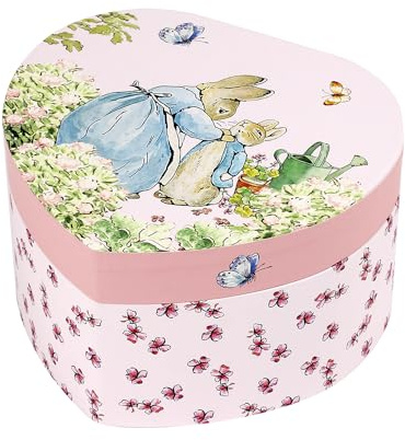 TROUSSELIER 6260387 Herz-Spieluhr Peter Hase, rosa Spieldose für Kinder | Herzform