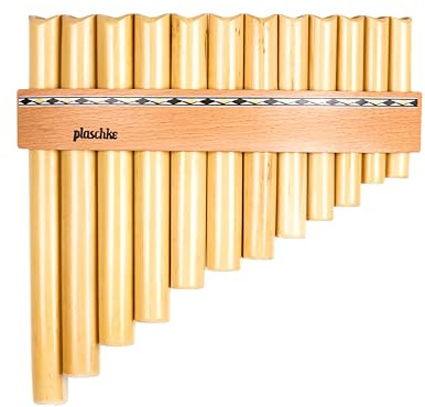 Plaschke Instruments Panflöte, Holz-Riemen Design, handgemacht aus Südtirol 12 Töne C-Dur