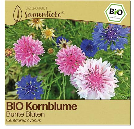 Samenliebe BIO Kornblumen Samen | Schnittblume - bunte Blüten - samenfestes BIO Saatgut