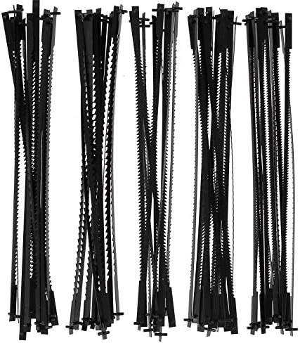 60 Stück Dekupiersägeblatt 127mm Laubsägeblätter mit Stift 10/15/18/20/24 Zähne Laubsägeblätter für Dekupiersäge Kohlenstoffstahl Dekupiersäge Sägeblätter Set für Holz Schaum Kunststoff (60 PCS)