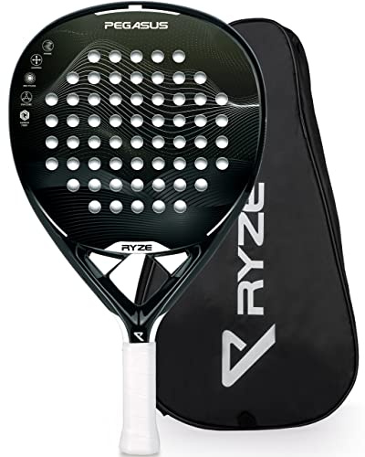 RYZE Pegasus Padel Schläger aus 100% Kohlefaser - Maximale Power & Kontrolle - 360g Leicht & Langlebig - Unisex Padelschläger für Männer & Frauen - Padel Racket Set Inkl. kostenloser Hülle