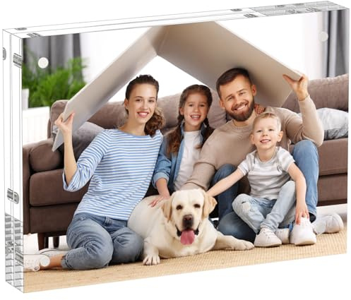 AITEE Acryl Bilderrahmen 13x18cm: Klare Doppelseitige Rahmenlose Fotorahmen, Freistehendem Schreibtisch Magnetischer Bilderrahmen
