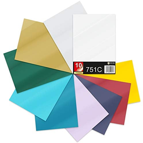 Finest Folia 10x Din A4 Bögen 29,7x21cm 751C Selbstklebende Plotterfolie Bastelfolie (.Bunt, 10er Set)