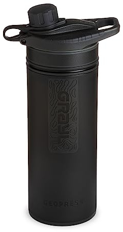 GRAYL GeoPress 710ml Outdoor Wasserfilter Trinkwasser I Eliminiert 99,99% aller Bakterien und Viren I Perfekt für Camping, Survival und Reisen (Covert Black)