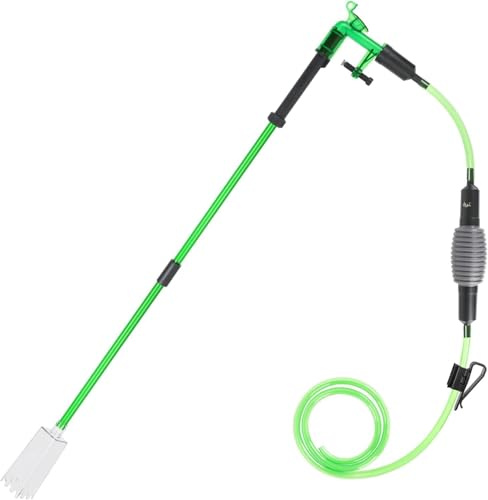AQQA Siphon Aquarium Reiniger, Aquarium Sauger Bodengrund Reinigen, 3 in 1 Mulmsauger Aquarium mit Einziehbares Verlängerungsrohr und Fixierung am Aquarium, Manueller Wasserwechsel und Sandreinigung