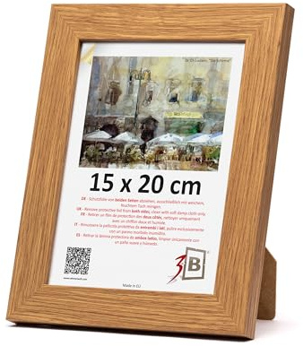3-B Bilderrahmen ISEO - Braun (Eiche) - 15x20 cm - Holzrahmen, Fotorahmen, Portraitrahmen mit Acrylglas