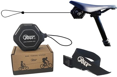 Trax Pro Abschleppsystem für Fahrrad, selbsteinziehend, für Kinder und Erwachsene, Tow Rope Strap MTB und Mountainbike, einfache Installation ohne Werkzeug, bis 130 kg