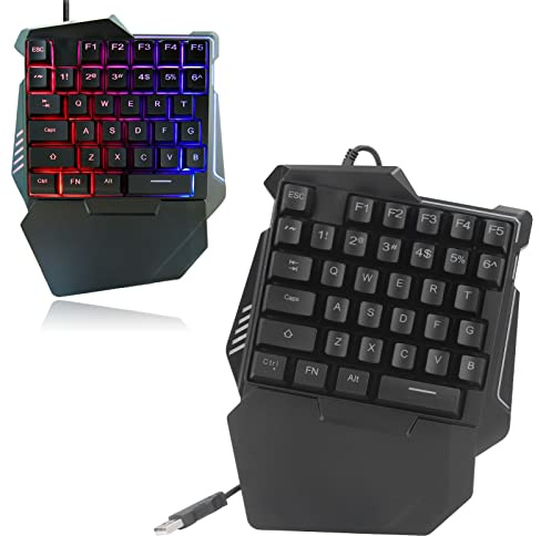 Bewinner Einhändige Mechanische RGB Gaming Tastatur, 35 Tasten, Tragbare Gaming Tastatur, Ergonomischer Gamecontroller, USB Gaming Tastatur für Laptop, PC, Switch,