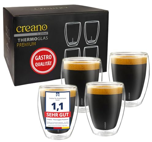 Creano® PREMIUM doppelwandige Trinkgläser 250ml - 4er Set | 100% Spülmaschinenfest durch GastroSeal Versiegelung deshalb Gastronomie Qualität - Doppelwandglas