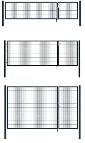 Aileenstore Gartentor Zauntor Einfahrtstor Stabmattenzaun Doppelflügel Anthrazit Grau 3,5 m Breite, Größe:1000 x 3500 mm