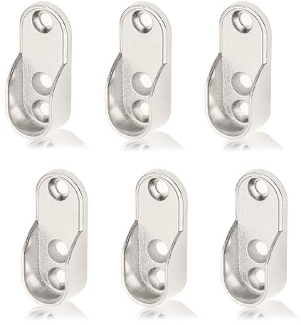 6 Stück Kleiderstangenhalterungen, Kleiderstange Halterung, Schrankrohrlager Oval Halterung, 15 mm Kleiderstangen Halterung Schrank Zinklegierung für Kleiderstange Schrank
