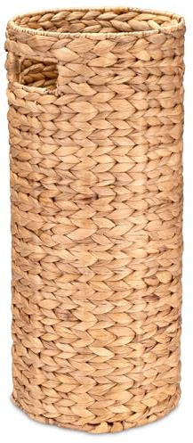 Decorasian Schirmständer – hoher Schirmhalter Korb aus Wasserhyazinthe in Rattan-Optik, Regenschirmständer Ø 22 cm H 50 cm, Natur – für Flur & Garderobe, Geschenkpapier und Posterrollen