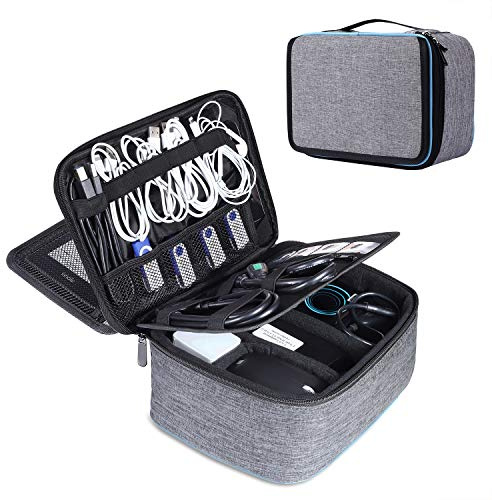 BERTASCHE Kabel Taschen Groß Kabeltasche mit 11 Zoll Tabletfach Kabelorganizer für Reise Arbeit Uni Elektronik Zubehör Tasche