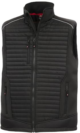 Nitras Motion Tex Plus Arbeitsweste - gesteppte Softshell-Weste mit Reflektoren - warm & robust für Arbeiter, Handwerker, Outdoor-Enthusiasten - Schwarz, M