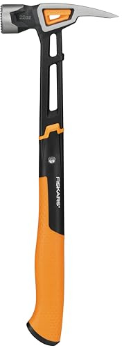 Fiskars Zimmermannshammer IsoCore XXL zum Einschlagen der Nägel, Länge: 41 cm, Gewicht: 1,02 kg, Schwarz/Orange, 1020216