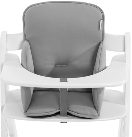 hauck Alpha Cosy, Stretch Grey - Hochstuhl Sitzverkleinerer Kissen für Babys ab 6 Monaten - Kompatibel mit Arketa, Beta+, Alpha+ Holzhochstuhl - mit Stabilisierten Seiten - Handwäsche