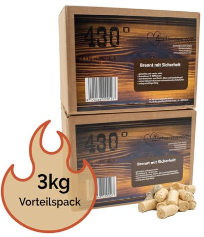 Natur Kaminanzünder, Ofenanzünder, Grillanzünder 1,5kg | Grillanzünder, Ofenanzünder, lange Brenndauer ca. 9 Min., aus Holzresten, Naturmaterial, unbegrenzt lagerbar