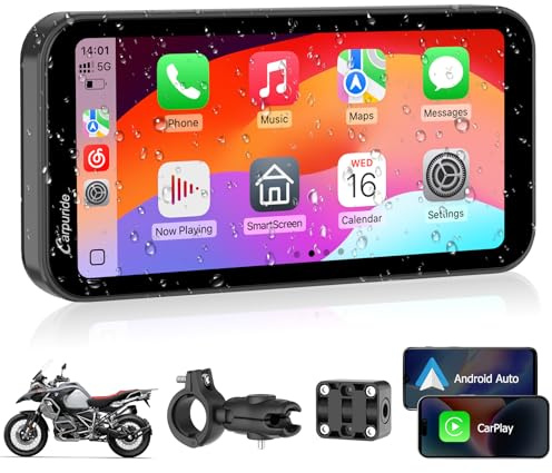 Carpuride W603 6.3 Wireless CarPlay & Android Auto for Motorcycle | Kabelloses CarPlay, Touchscreen, Bluetooth Audio, Fernbedienung, Siri Assistant und Einfache Montage am Motorrad